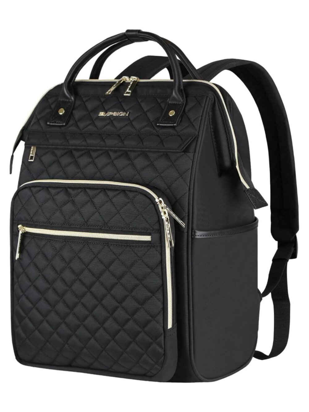 Women's Laptop Backpack for Work and Travel with Tumbler Holder, Black